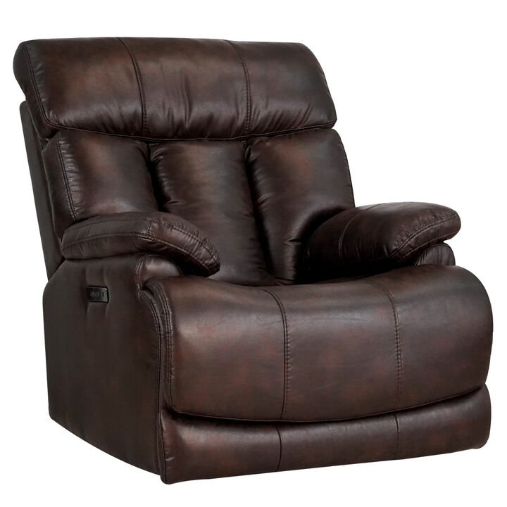 Wiley Leather Gel Chocolate Brown 38.5 Width Zero Gravity Power Recliner with Power Headrest (Sofa)