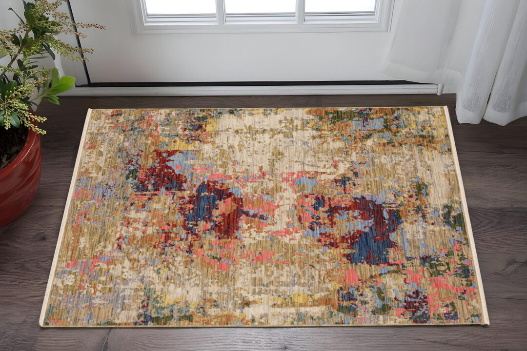 HomeRoots Abstract Runner Rug With Fringe