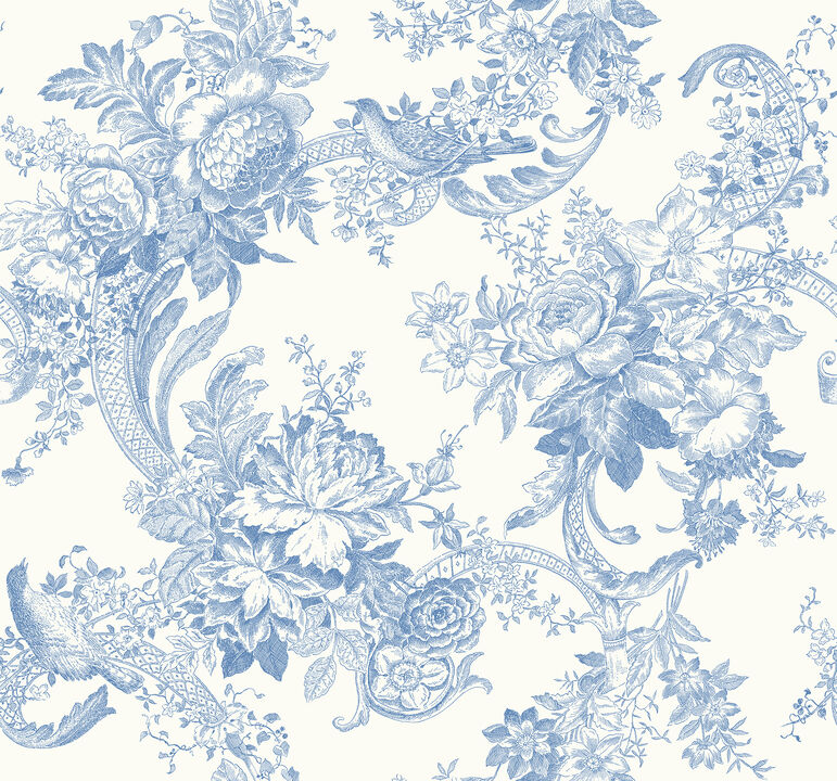 Carmel Light Blue Baroque Florals Wallpaper (Set of 2)