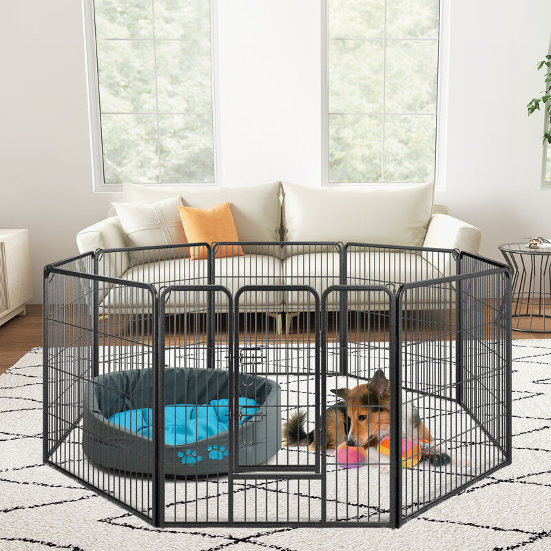 8-Panel Adjustable Pet Fence for Indoor & Outdoor Use &ndash; Secure and Versatile Pet Playpen