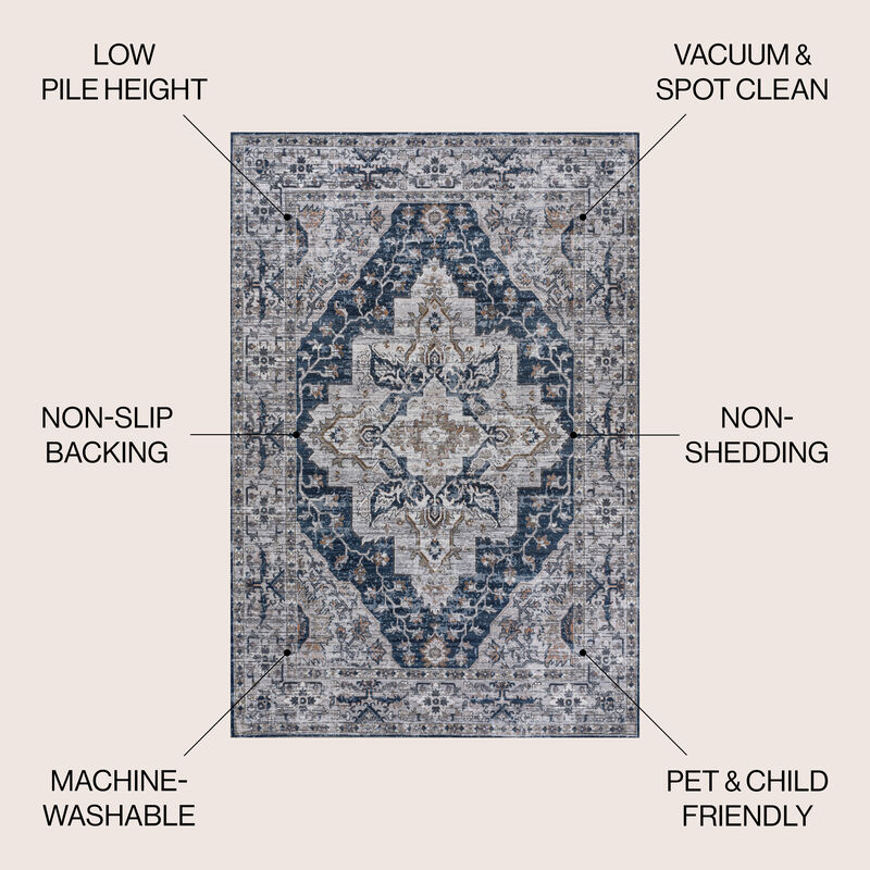 Didim Boho Medallion Machine-Washable Area Rug