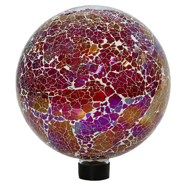 Sunnydaze Pearl Pink Crackled Glass Mosaic Gazing Globe - 10 in