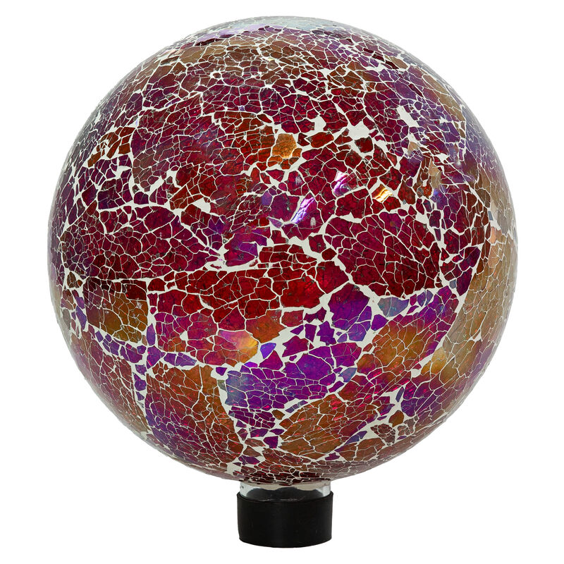 Sunnydaze Pearl Pink Crackled Glass Mosaic Gazing Globe - 10 in image number 0