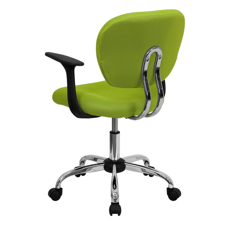 Beverly Mid-Back Mesh Padded Swivel Task Office Chair with Chrome Base and Arms