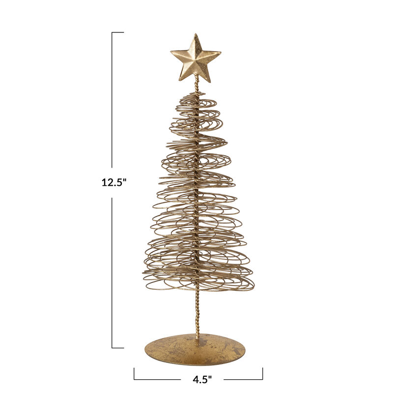 Gilded Iron Wire Christmas Tree with Star Topper image number 1