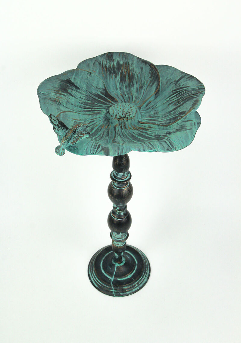 25 Inch Rustic Metal Bird Bath Outdoor Garden Verdigris Water Basin Yard Decor image number 3