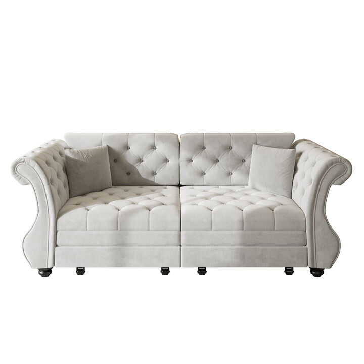 Merax Convertible Chesterfield Velvet Sofa Bed Loveseats