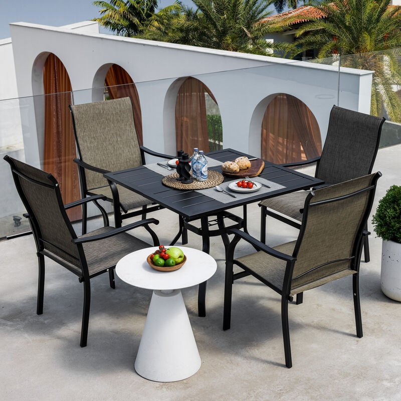 Sour Citrus 5-Piece Outdoor Patio Dining Set with Umbrella Hole
