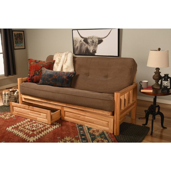 KODIAK Lodge Frame-Natural Finish-Mattress-Storage Drawers