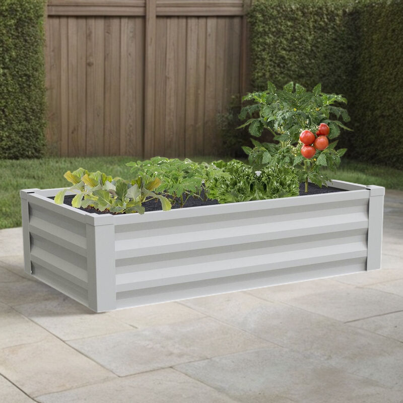 QuikFurn White Powder Coated Metal Raised Garden Bed Planter
