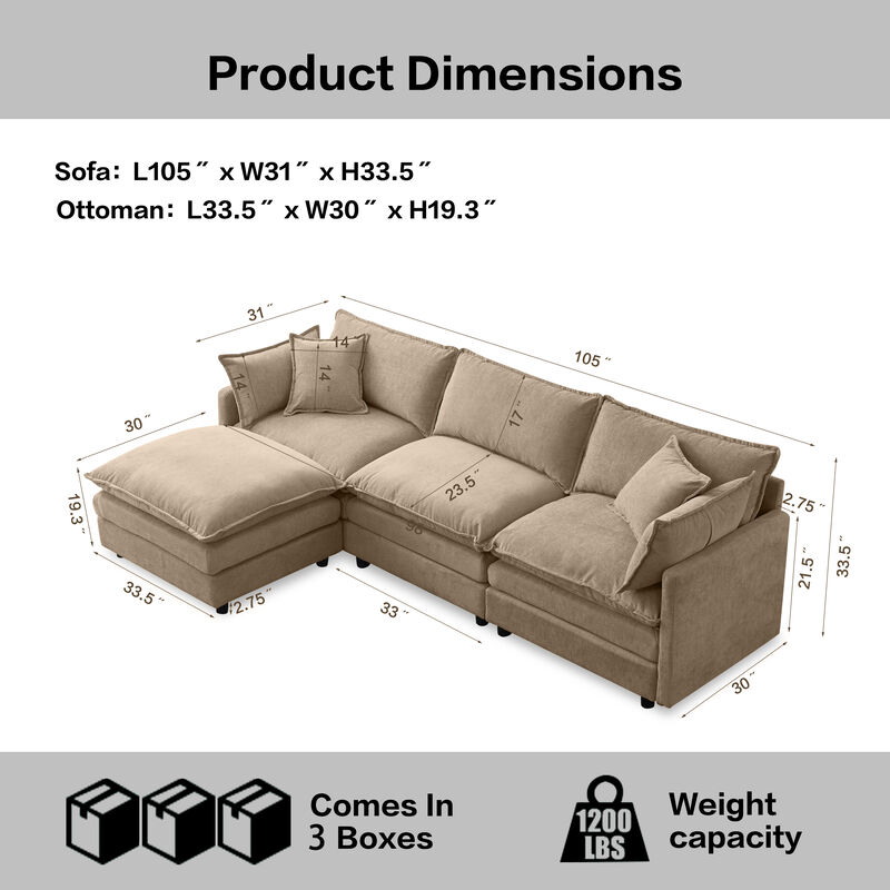 Vulwab 105" Modular Sectional Couch image number 9