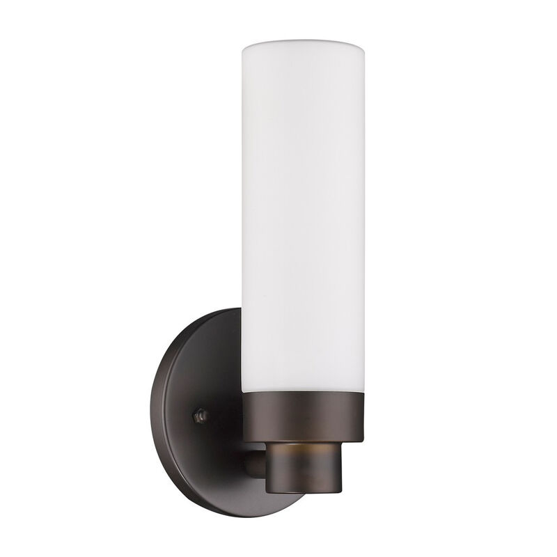 Hivvago Bronze Wall Light with Narrow Frosted Glass Shade