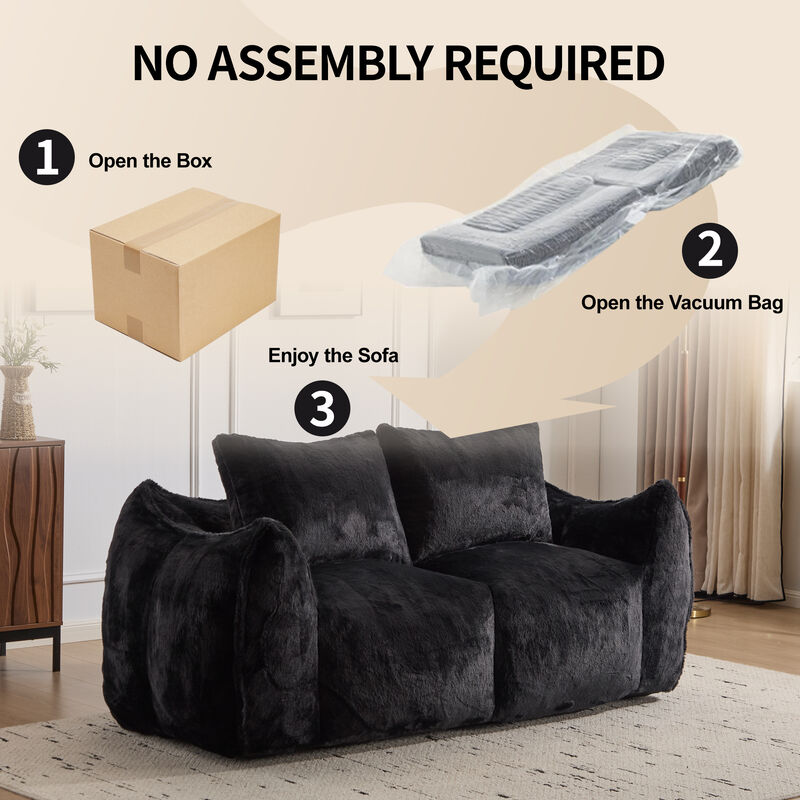 Whisen Giant Bean Bag Couch Ultra Soft Fluffy Loveseat Oversized Chase Lounge Chair with Pillows image number 8
