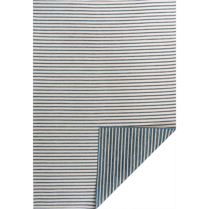 Classic Coastal Pinstripe Reversible Machine-Washable Indoor/Outdoor Area Rug