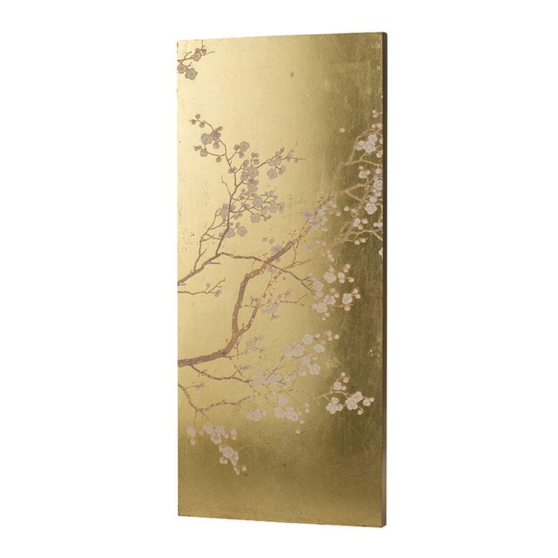 Tim 47 Inch Tall Wall Art Set of 2, Divided Floral Design, Gold, Brown image number 4