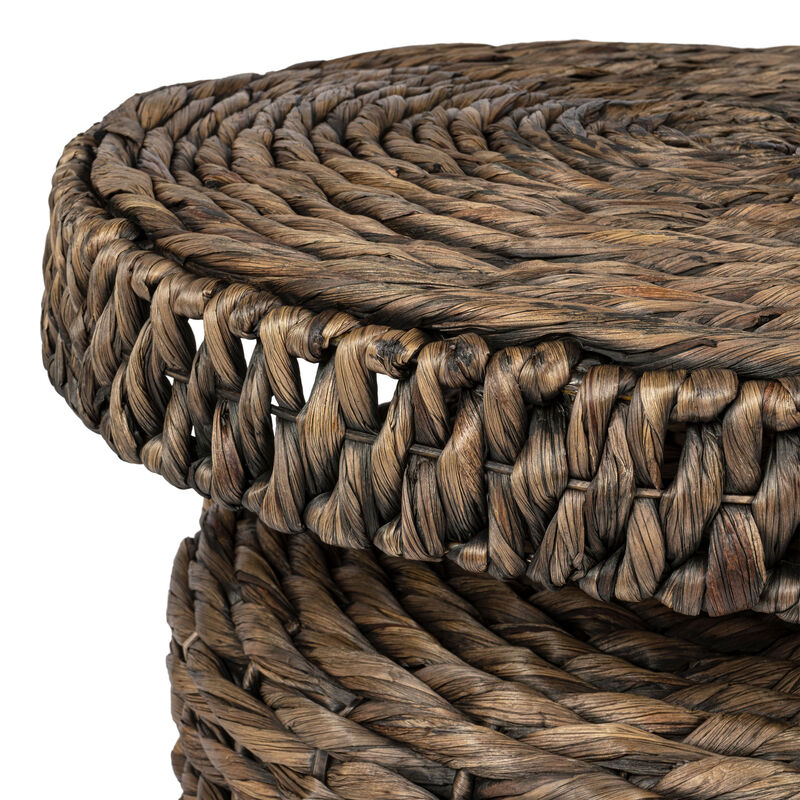 Marisol Coastal Bohemian Handwoven Water Hyacinth Round Accent Side Table image number 4