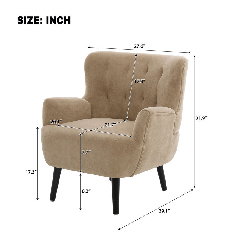 Merax Modern Chenille Accent Armchair with Rubberwood Legs image number 1