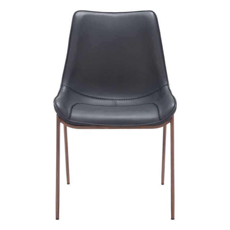 HomeRoots Set of Two Black and Brown Upholstered Faux Leather Dining Side Chairs image number 0