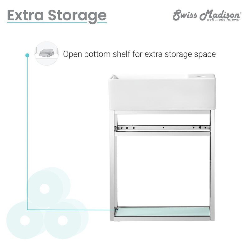 Pierre 19.5 Single, Metal Frame, Open Shelf, Bathroom Vanity image number 2
