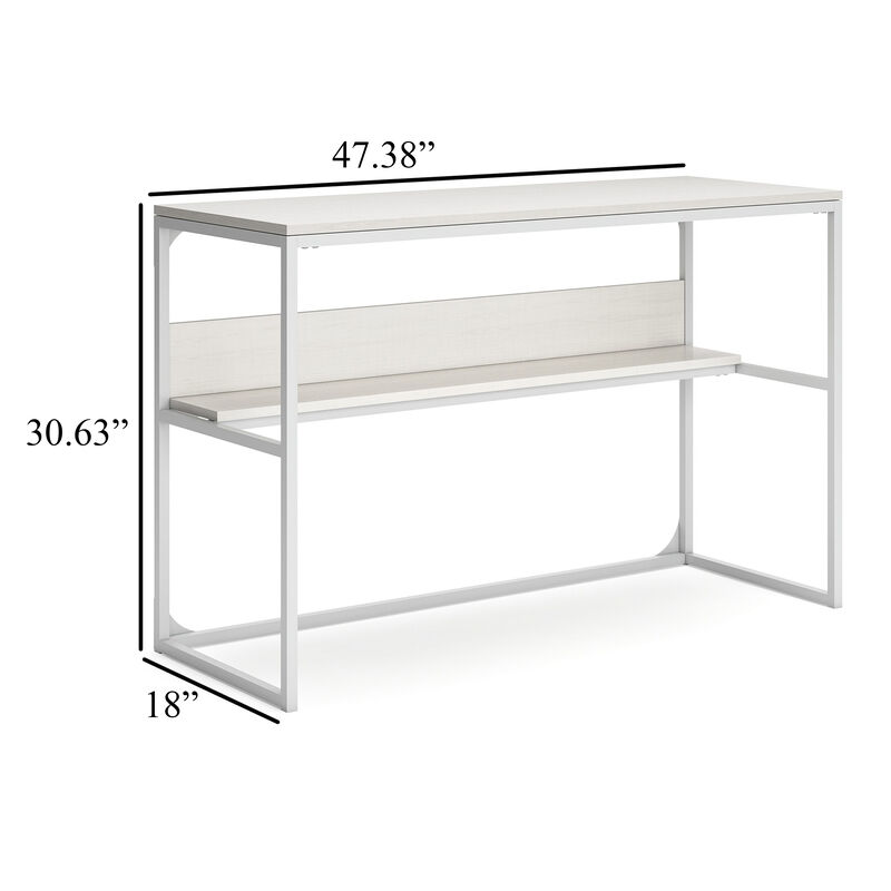 Deni Home Office Desk, 1 Shelf, White Wood, Metal Frame, 47 Inch - Benzara