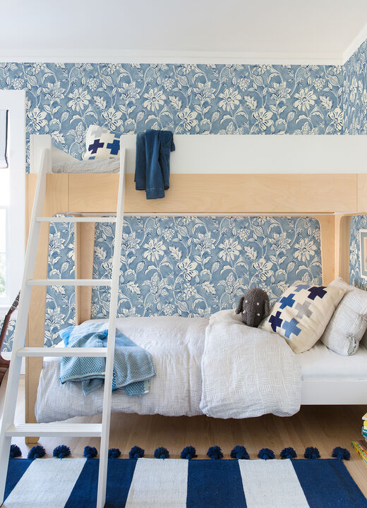 Plumeria Blue Floral Trail Wallpaper