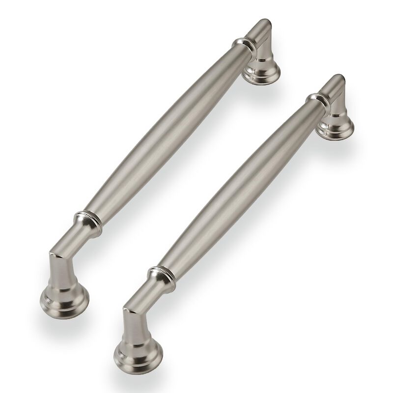 CABDM 2 Pack 6 Inch Hole Center Brushed Satin Nickel Cabinet Pulls Solid Cabinet Handles Solid Hardware Handle for cabinets Dres
