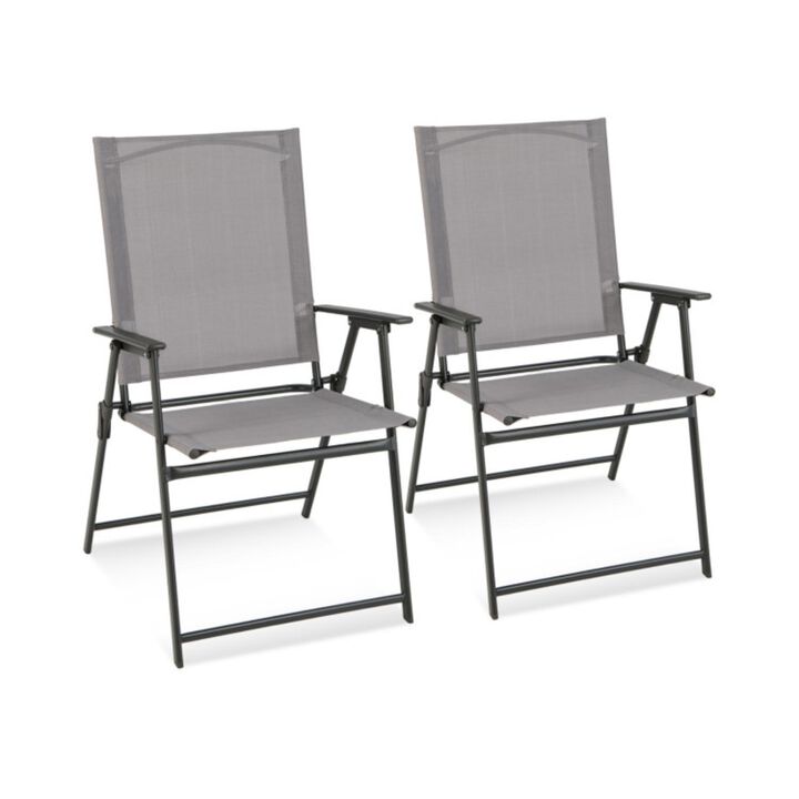 Hivvago 2 Pieces Patio Folding Chairs with Armrests for Deck Garden Yard