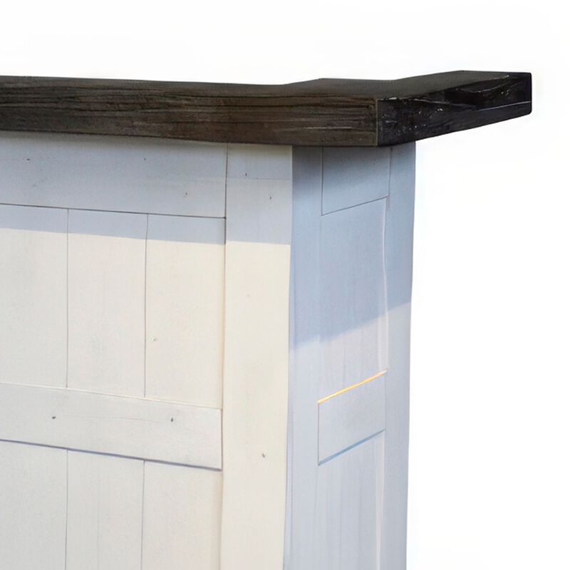 Orso Freestanding Home Bar Counter w Storage, 78 Inch White Solid Wood