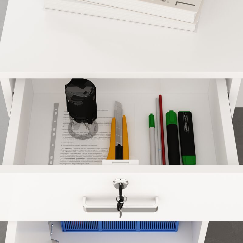 FUFU&GAGA 55.1-in White Modern/Contemporary Reception Desk Hutch Included,White