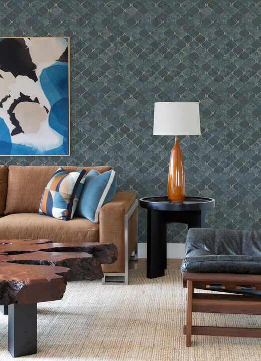 Pilak Blue Ogee Tile Wallpaper (Set of 2)