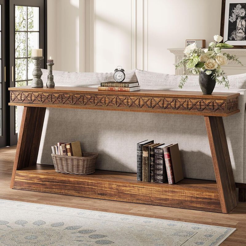 Farmhouse Wood Console Table image number 2