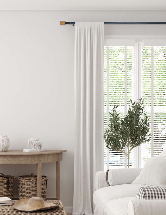 Linen Avenue Wood Rectangle Single Window Curtain Rod Set