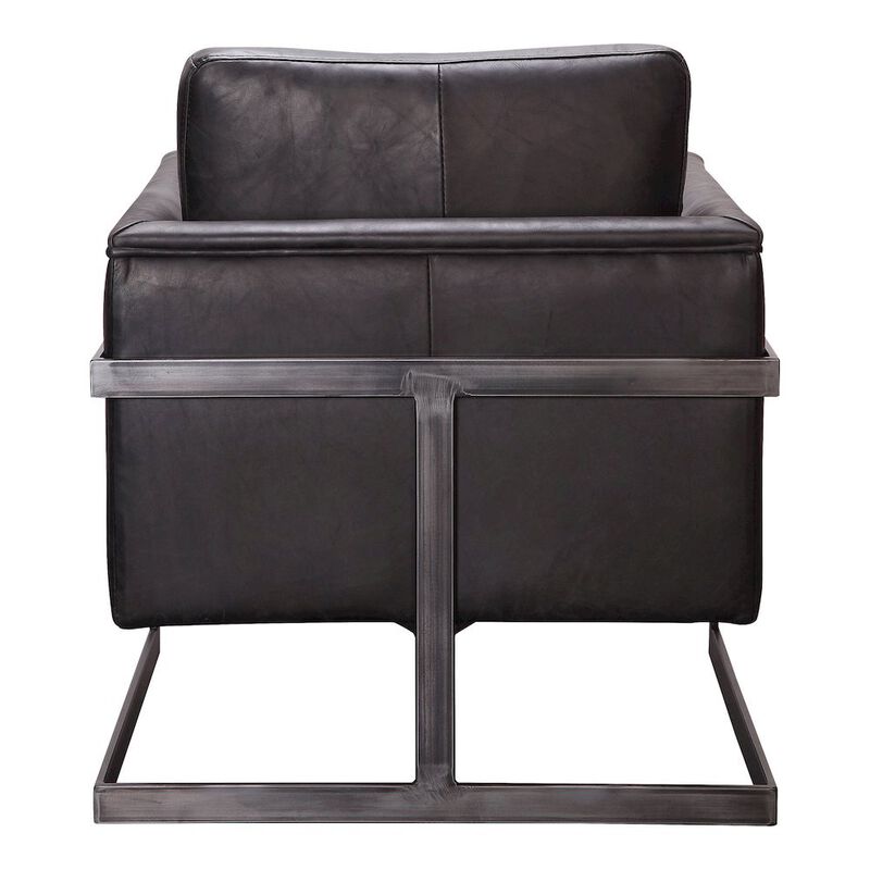 Starlight Canyon Home Modern Armchair with Black Leather Seat and Sturdy Metal Frame image number 2
