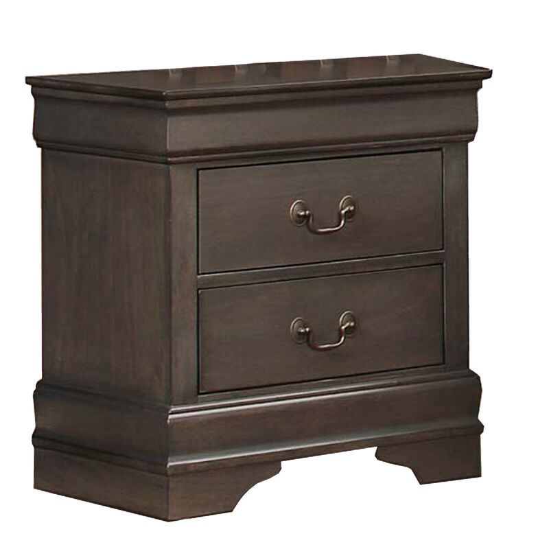 Fy Four Piece California King Bedroom Set, Brass Metal Handles, Stained Gray - Benzara