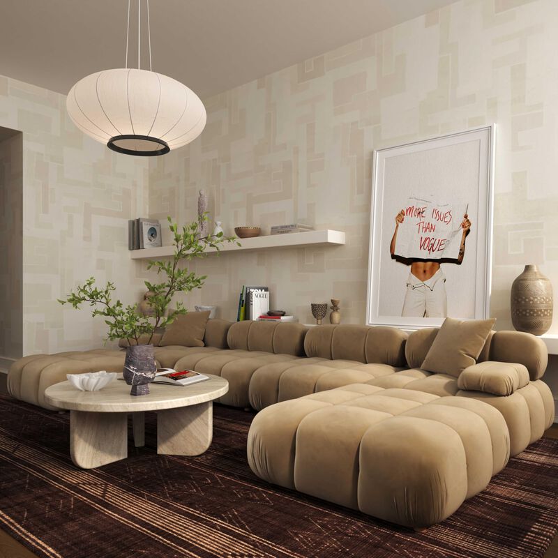 Tov Furniture Calliope Cafe Au Lait Performance Velvet Modular Armless Chair image number 1
