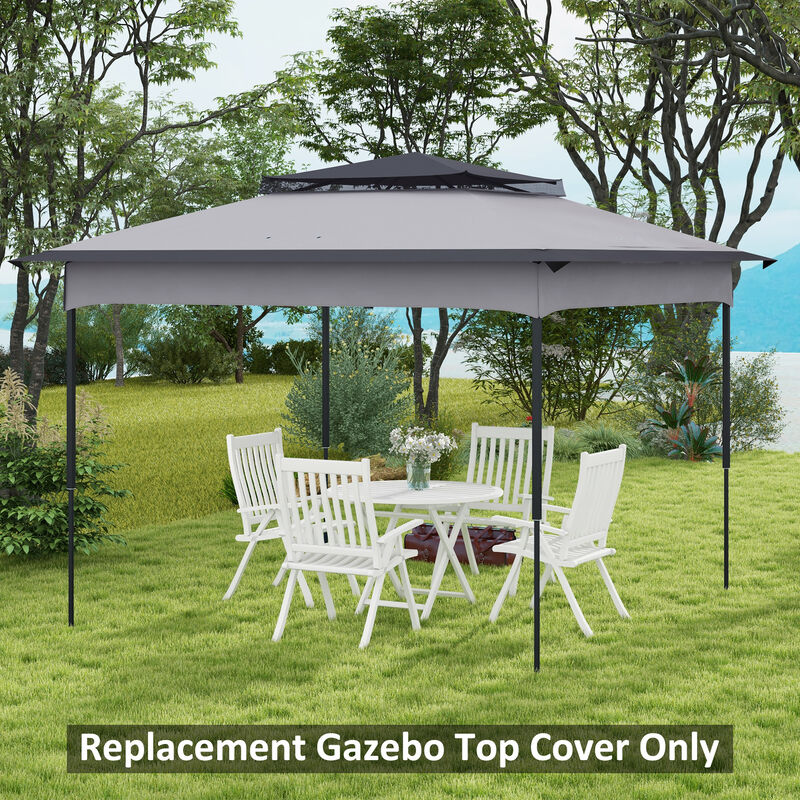 Outsunny 11' x 11' Pop up Canopy Top Replacement Cover, 2-Tier Canopy Cover, 30+ UV Protection, Gray, TOP COVER ONLY
