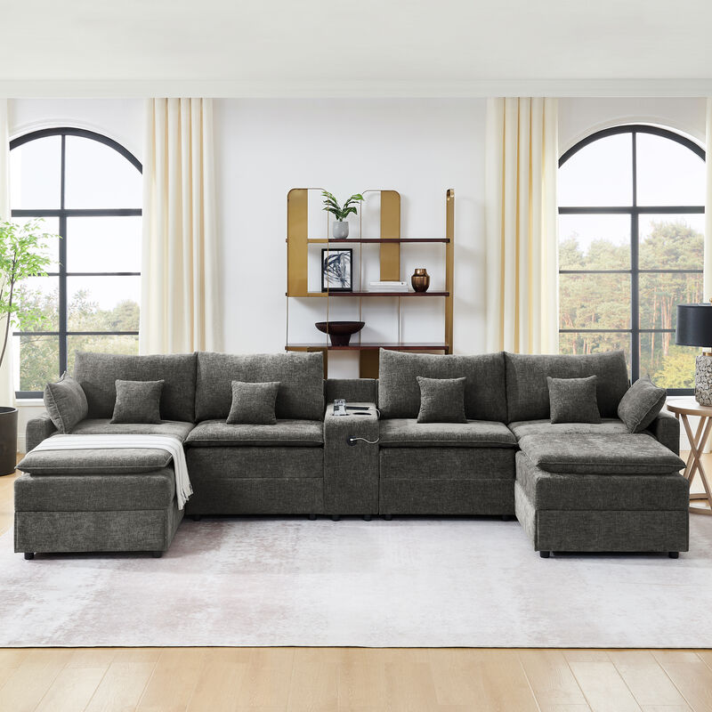 Gukkok 143.8" Spacious U-Shaped Modular Sectional Sofa image number 1