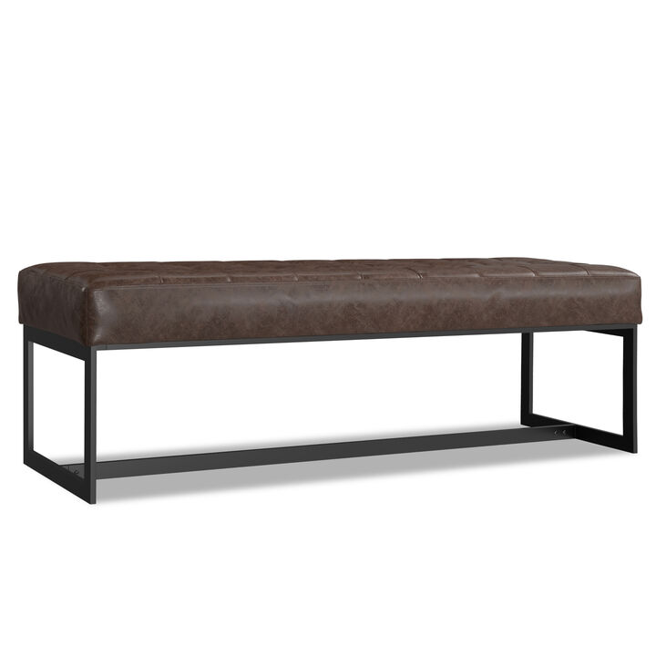 Simpli Home Penelope Leather Ottoman Bench