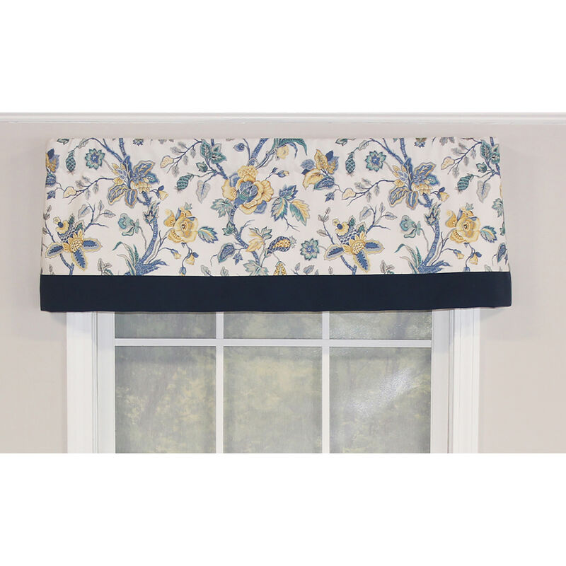 RLF Home Gianna Banded Valance Red. 3" Rod Pocket, Contrast bottom banding. 50"W x 16"L