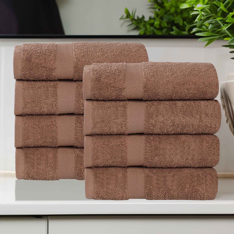 Absorbent Cotton Hand Towel Set of 8 for Bathroom, Spa and Kitchen Use image number 1