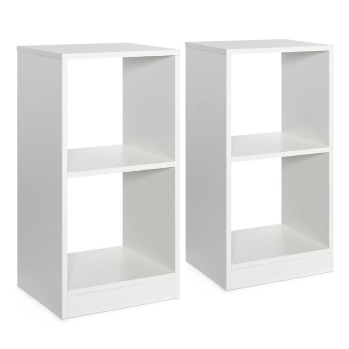 Hivvago 2 Pieces 2-tier Bookcase Set with Anti-toppling Device