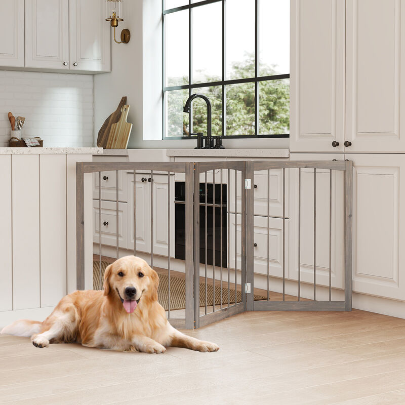 Tall Freestanding Pet Gate &ndash; Wooden Indoor Divider for Cats and Small Dogs image number 5