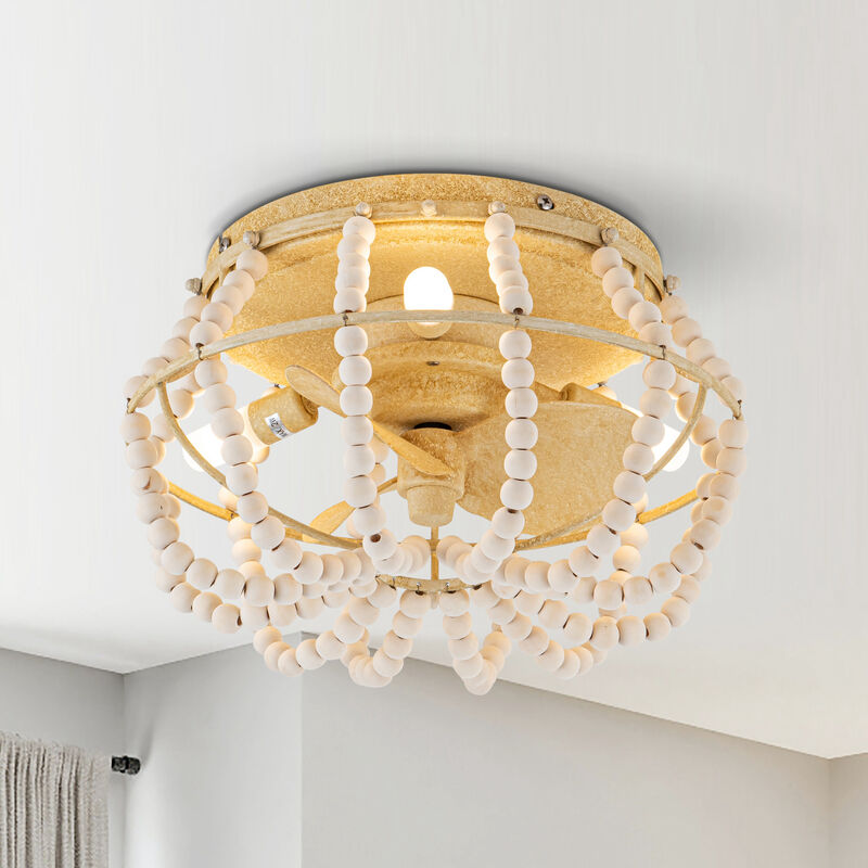 13" Bohemian 3-Light Flush Mount Ceiling Fan