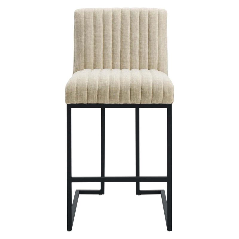 Modway Indulge Channel Tufted Fabric Counter-Height Bar Stool in Beige image number 5