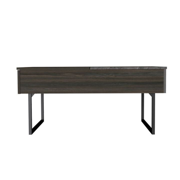 Homezia 39" Onyx And Carbon Rectangular Lift Top Coffee Table With Drawer