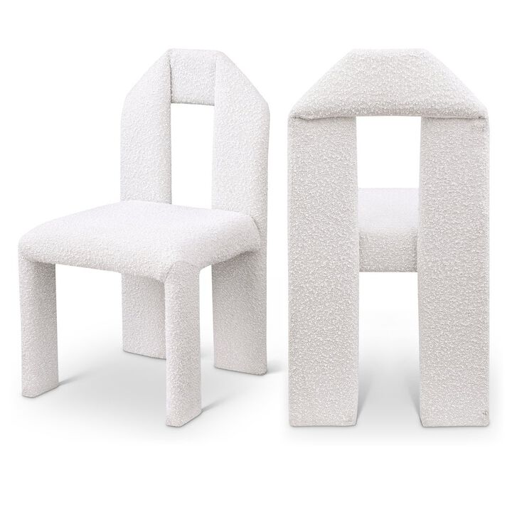 Meridian Furniture Bennett Cream Boucle Fabric Dining Chair, Set of 2
