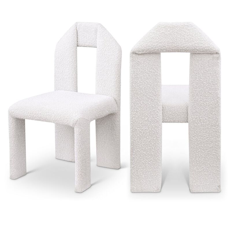 Meridian Furniture Bennett Cream Boucle Fabric Dining Chair, Set of 2