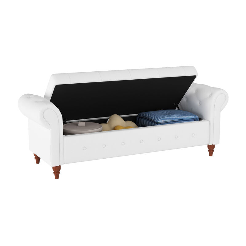 Streamdale 63'' Bed Bench Cream White Fabric image number 8