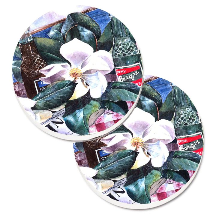 Caroline's Treasures Barq's & Magnolia Set of 2 Cup Holder Car Coasters 1009CARC, 2.56, Multicolor