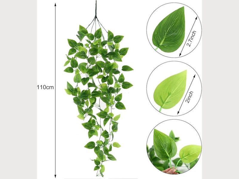 4 Piece Artificial Hanging Vine Plants Outdoor Home Decor Vines image number 2